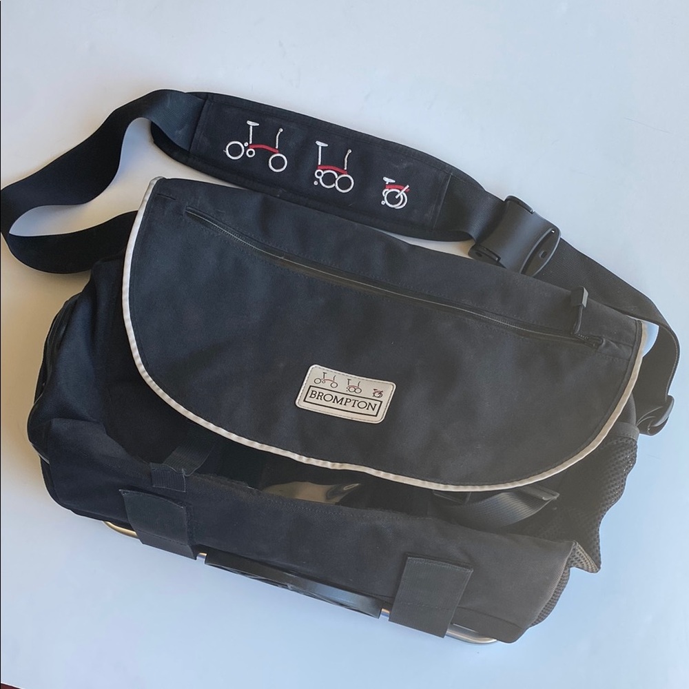 Black Messenger Bag with Reflective Trim